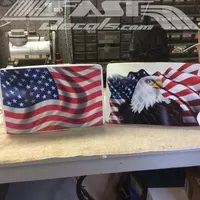American Flag Eagle Waving Decal / Sticker 09