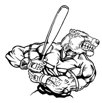 Baseball Batter Bear Mascot Decal / Sticker 04