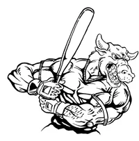 Baseball Bull Mascot Decal / Sticker 09