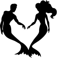 Mermaid Merman Heart Decal / Sticker 01