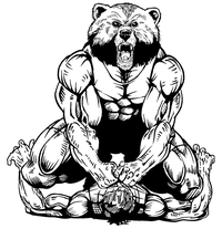 Wrestling Bear Mascot Decal / Sticker 01