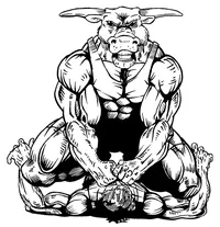 Wrestling Bull Mascot Decal / Sticker 1
