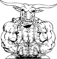 Weightlifting Bulls Mascot Decal / Sticker