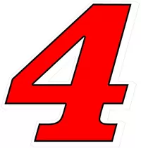 4 Race Number Decal / Sticker 3 color White Shadow