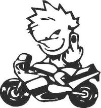 Guy on Sportbike Giving the Finger Decal / Sticker 02
