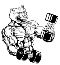 Weight Lifting Bear Mascot Decal / Sticker