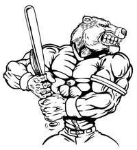 Baseball Batter Bear Mascot Decal / Sticker