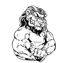 Lions Weightlifting Mascot Decal / Sticker 0
