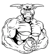 Basketball Bull Mascot Decal / Sticker 6