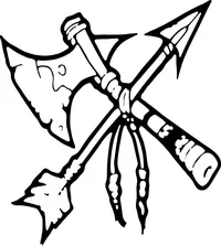 Tomahawk and Arrow Mascot Decal / Sticker