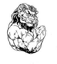 Lions Weightlifting Mascot Decal / Sticker 02