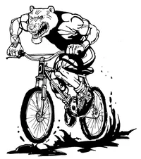 Bear Mascot on Bike Decal / Sticker