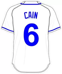 6 Lorenzo Cain White Jersey Decal / Sticker