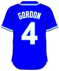 4 Alex Gordon Royal Blue Jersey Decal / Sticker