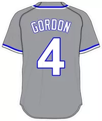 4 Alex Gordon Gray Jersey Decal / Sticker