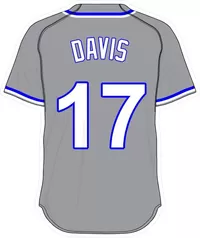 17 Wade Davis Gray Jersey Decal / Sticker