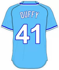 41 Danny Duffy Powder Blue Jersey Decal / Sticker