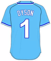 1 Jarrod Dyson Powder Blue Jersey Decal / Sticker