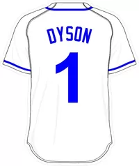 1 Jarrod Dyson White Jersey Decal / Sticker