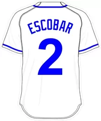 2 Alcides Escobar White Jersey Decal / Sticker