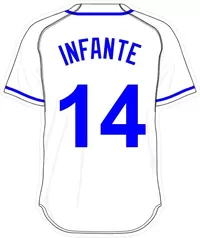 14 Omar Infante White Jersey Decal / Sticker