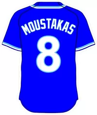 8 Mike Moustakas Royal Blue Jersey Decal / Sticker