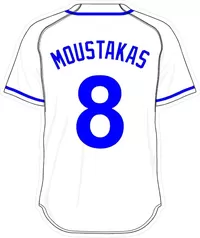 8 Mike Moustakas White Jersey Decal / Sticker