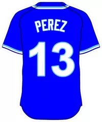 13 Salvador Perez Royal Blue Jersey Decal / Sticker