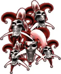 Red Jester Skulls Decal / Sticker