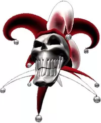 Red Jester Skull Decal / Sticker