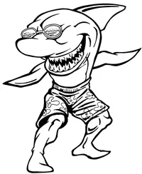 Surfing Shark Mascot Decal / Sticker