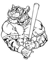 Tigers Baseball Mascot Decal / Sticker