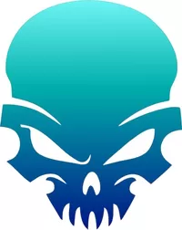 Aqua to Blue Fade Skull Decal / Sticker 39