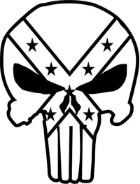 Rebel Confederate Flag Punisher Decal / Sticker 125