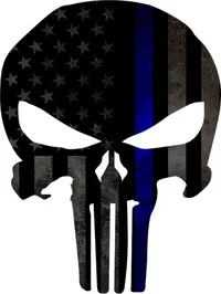 Thin Blue Line American Flag Punisher Decal / Sticker 66