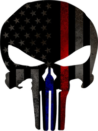 Thin Blue/Red Line American Flag Punisher Decal / Sticker 81