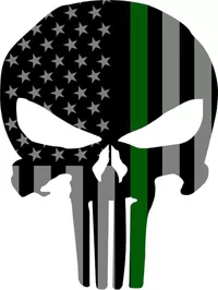 Thin Green Line American Flag Punisher Decal / Sticker 109
