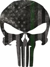 Distressed Thin Green Line American Flag Punisher Decal / Sticker 111