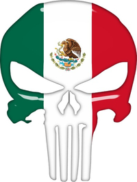 Mexian Flag Punisher Decal / Sticker 148 Simulated Glass