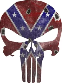 Bullet Hole Confederate Flag Punisher Decal / Sticker 183