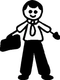 Tie Guy with Briefcase Stick Figure Decal / Sticker