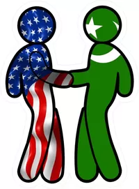 American Flag and Muslim Flag Shaking Hands Decal / Sticker 10