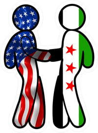 American Flag and Syrian Flag Shaking Hands Decal / Sticker 11