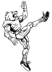 Football Kicker Bear Mascot Decal / Sticker