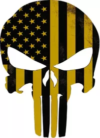 Weathered Yellow American Flag Punisher Decal / Sticker 169