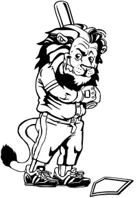 Lion Baseball Mascot Decal / Sticker