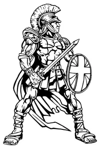 Trojans Mascot with Shield Decal / Sticker