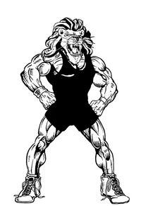 Wrestling Lions Mascot Decal / Sticker 3