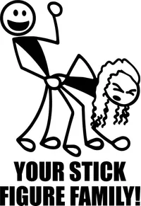 Girl Bent Over Stick Figure Decal / Sticker 03