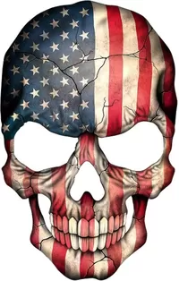 American Flag Skull Decal / Sticker 05